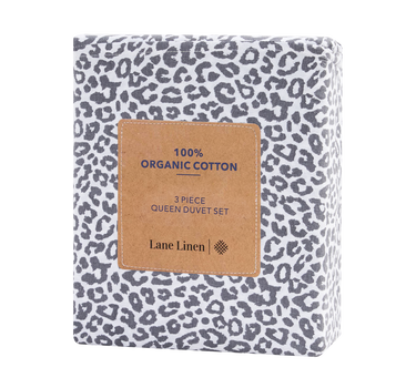 100% Organic Washed Cotton Sheet Set - Cheetah Charcoal
