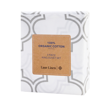 100% Organic Washed Cotton Sheet Set - Trellis Silver