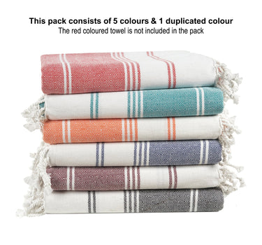 Set of 6 100% Cotton Diamond Turkish Beach Towels  - Multi Pk2