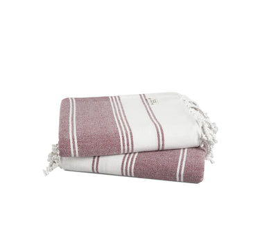 Set of 2 100% Cotton Diamond Turkish Beach Towels - Fired Brick