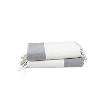 Set of 2 100% Cotton Herringbone Turkish Beach Towels  - Grey