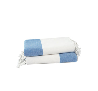 Set of 2 100% Cotton Herringbone Turkish Beach Towels  - Placid Blue