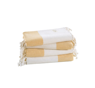 Set of 4 100% Cotton Herringbone Turkish Beach Towels - Citrus