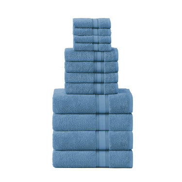 12 Piece 100% Cotton Towel Set 550GSM - Cerulean Blue