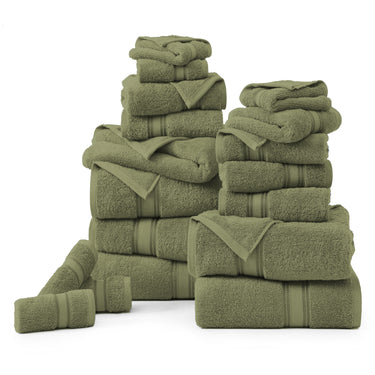 18 Piece Cotton Towel Set 550GSM - Oil Green