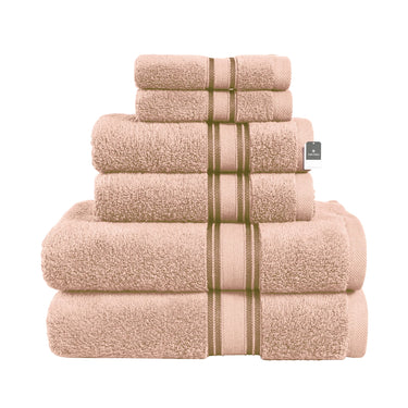 6 Piece Cotton Towel Set 550GSM - Pearl Blush