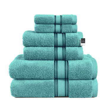 6 Piece Cotton Towel Set 550GSM - Teal