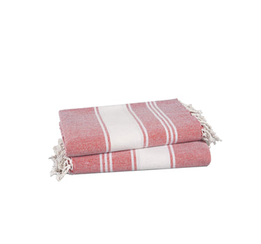 Set of 2 100% Cotton Chambray Turkish Beach Towels - Cashmere Rose