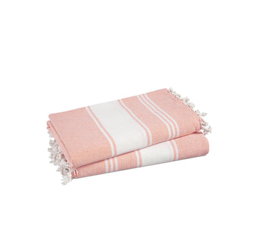 Set of 2 100% Cotton Chambray Turkish Beach Towels - Quartz Pink