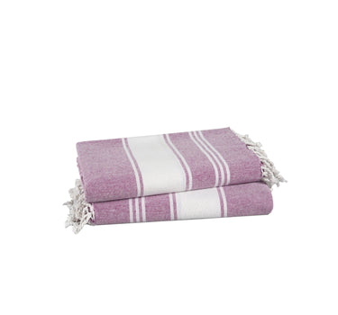 Set of 2 100% Cotton Chambray Turkish Beach Towels - Regal Orchid