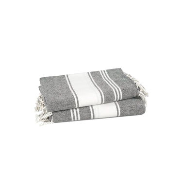 Set of 2 100% Cotton Diamond Turkish Beach Towels - Ebony