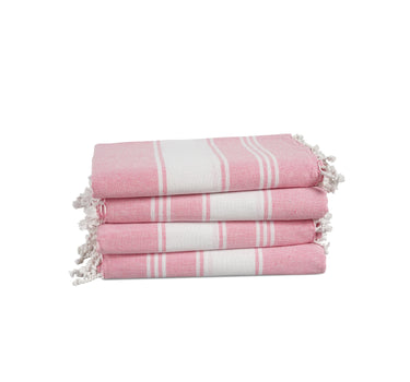 Set of 4 100% Cotton Chambray Turkish Beach Towels - Candy Pink