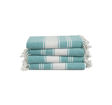 Set of 4 100% Cotton Chambray Turkish Beach Towels - Hunter Green