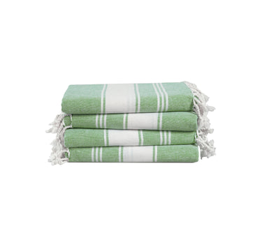 Set of 4 100% Cotton Chambray Turkish Beach Towels - Jade Green