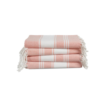 Set of 4 100% Cotton Chambray Turkish Beach Towels - Quartz Pink