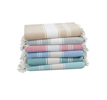 Set of 6 100% Cotton Chambray Turkish Beach Towels - Multi Pk1