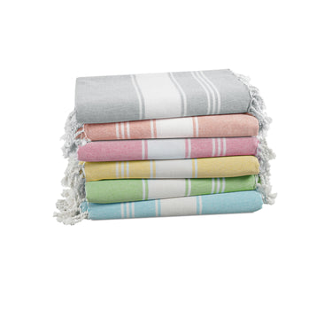 Set of 6 100% Cotton Chambray Turkish Beach Towels - Multi Pk2