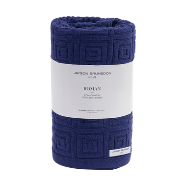 Roman 6 Piece Cotton Towel Set 650GSM - Navy
