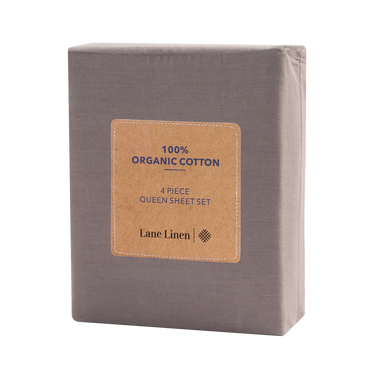 100% Organic Washed Cotton Sheet Set - Charcoal