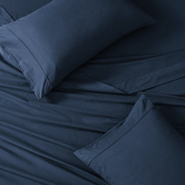 100% Organic Washed Cotton Sheet Set - Estate Blue