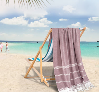 Set of 2 100% Cotton Diamond Turkish Beach Towels - Fired Brick