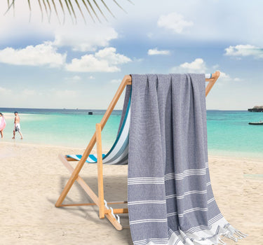 Set of 2 100% Cotton Diamond Turkish Beach Towels - Navy Blazer