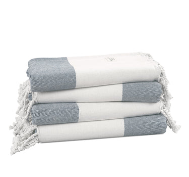 Set of 4 100% Cotton Herringbone Turkish Beach Towels - Grey