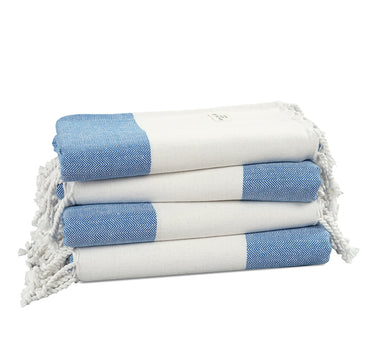 Set of 4 100% Cotton Herringbone Turkish Beach Towels - Placid Blue