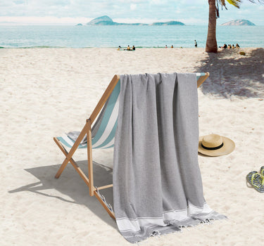 Set of 2 100% Cotton Chambray Turkish Beach Towels - Alloy