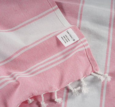 Set of 2 100% Cotton Chambray Turkish Beach Towels - Candy Pink