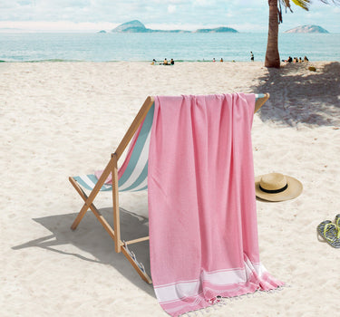 Set of 2 100% Cotton Chambray Turkish Beach Towels - Cashmere Rose