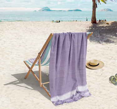 Set of 2 100% Cotton Chambray Turkish Beach Towels - Day Break