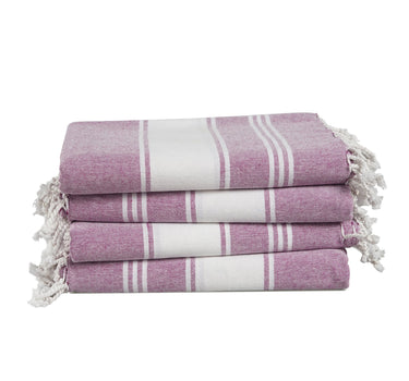 Set of 4 100% Cotton Chambray Turkish Beach Towels - Regal Orchid