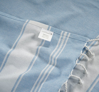 Set of 4 100% Cotton Chambray Turkish Beach Towels - Sky Blue