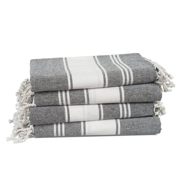 Set of 4 100% Cotton Chambray Turkish Beach Towels - Smoky Black